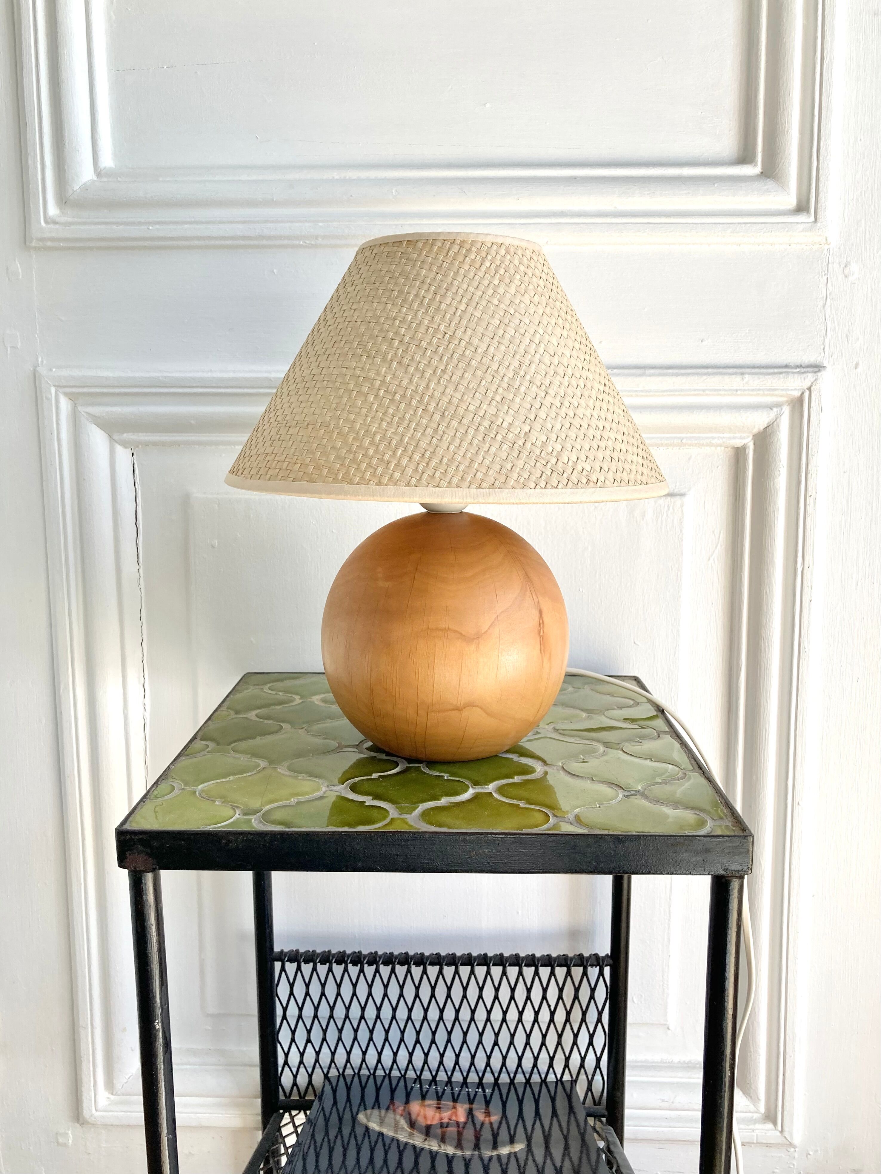 Blond wood ball lamp