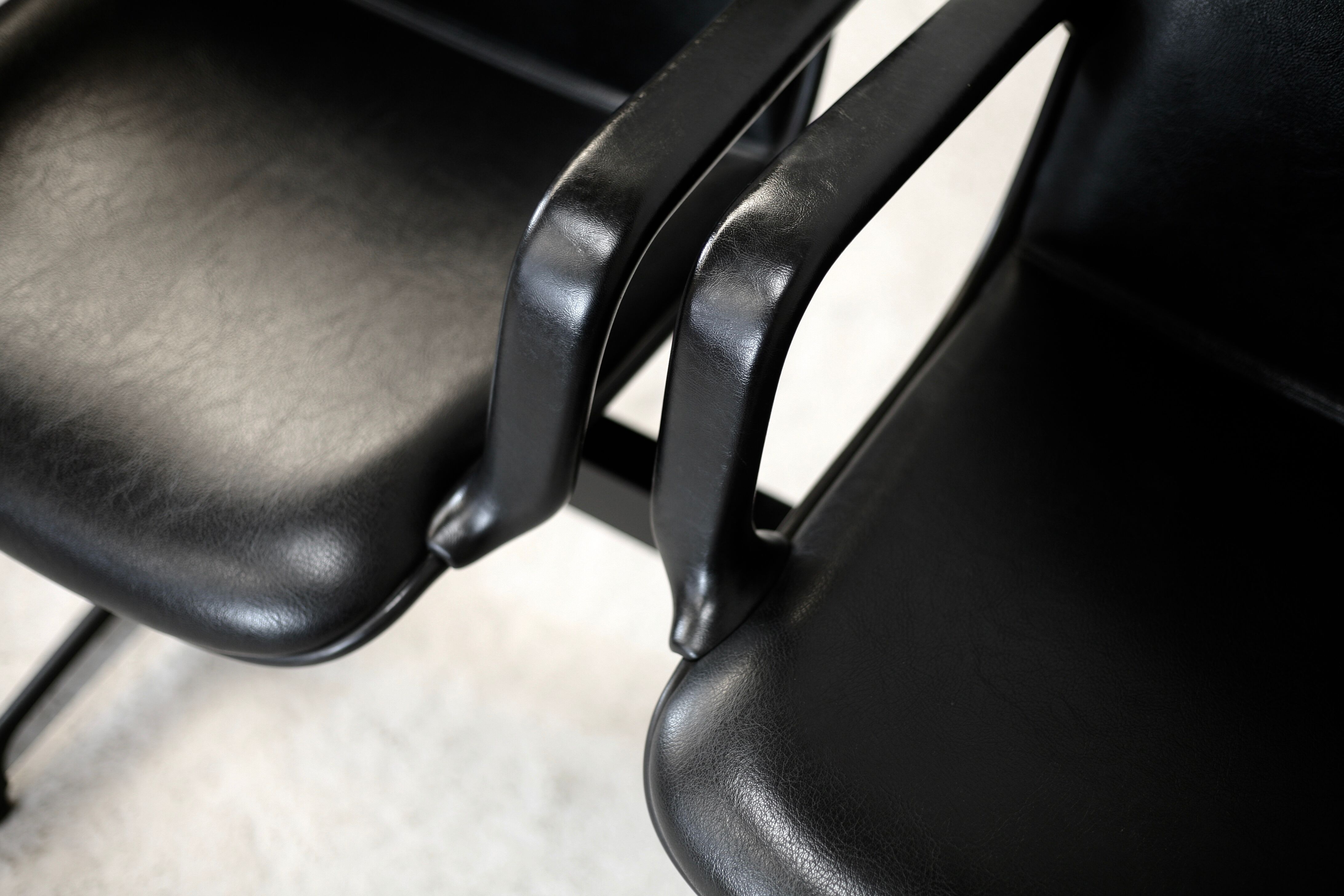 Bench imitation leather and steel, Italy, circa 1970