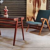 Side table or wood and glass console by Frantisek Jirak 1960