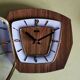 Vintage formica clock silent hexagonal wall pendulum "FFR wood"