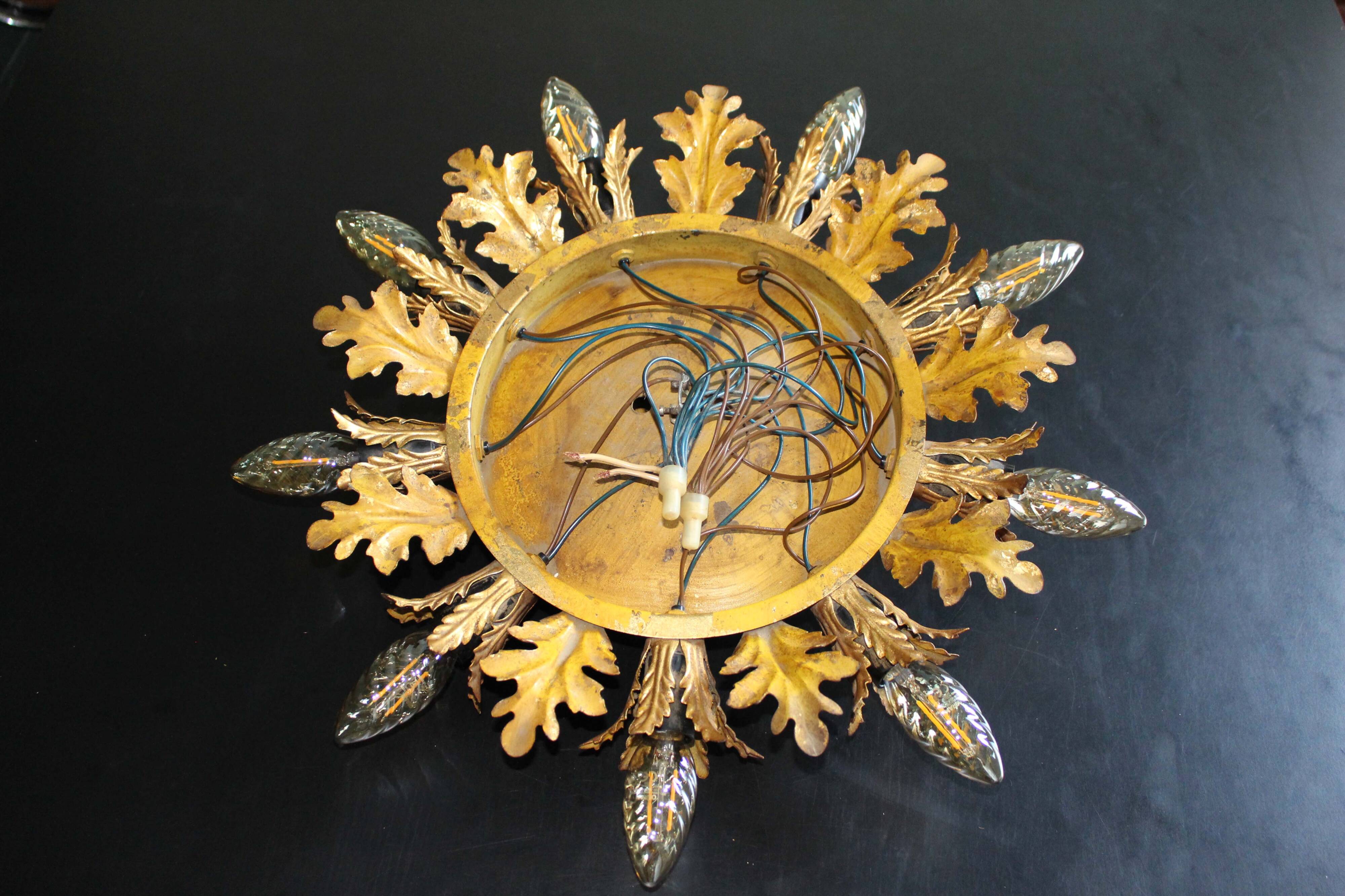 Set of 2 Large Florentine Chandelier Ceiling Lamps  by Banci Firenze Italy Regency Hollywood Style