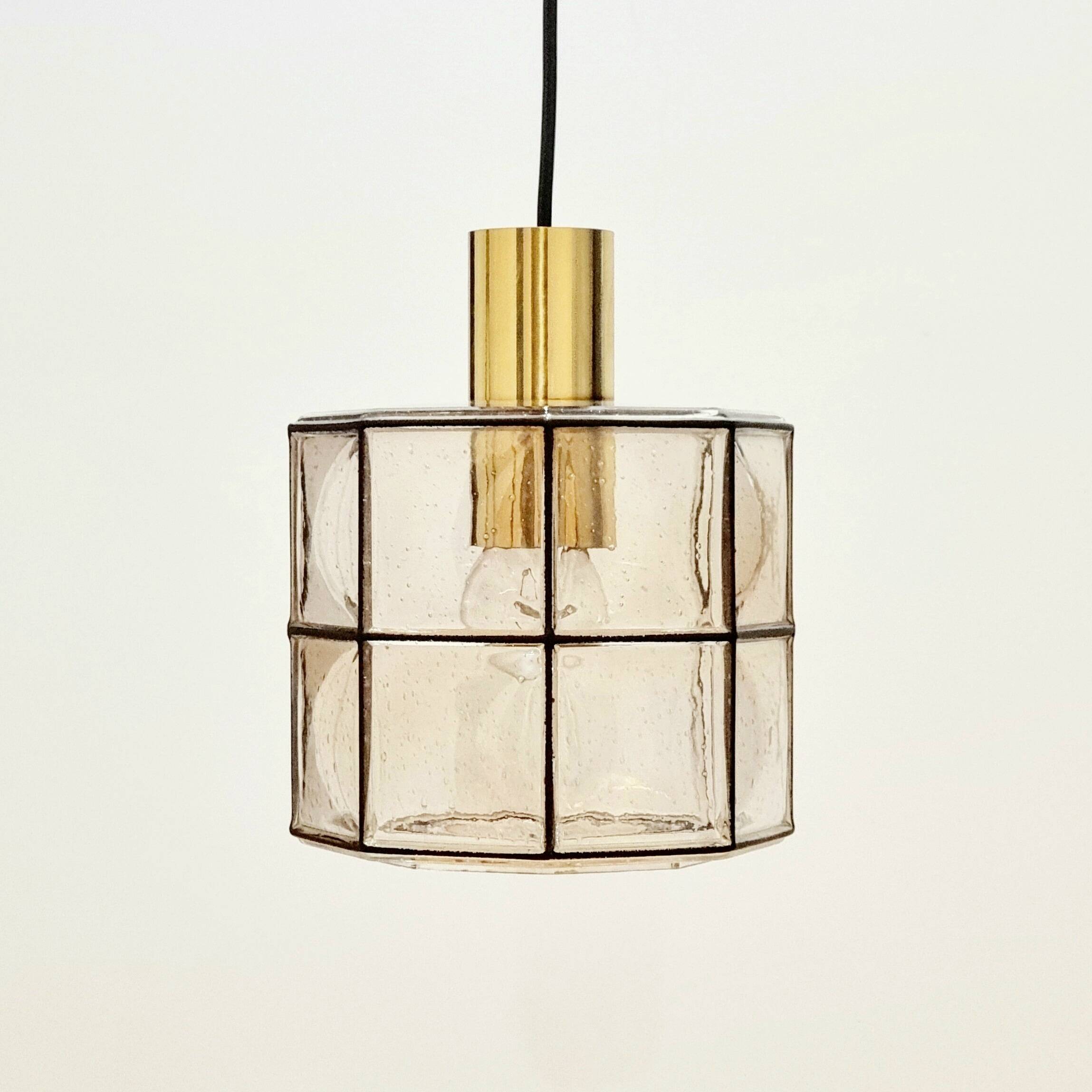 Mid-Century Glass & Brass Pendant/Ceiling Light from Limburg, 1960s