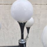 Space age floor lamp, chrome and opaline glass, 1970.