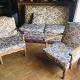 Velvet sofa bed from Genoa and armchairs