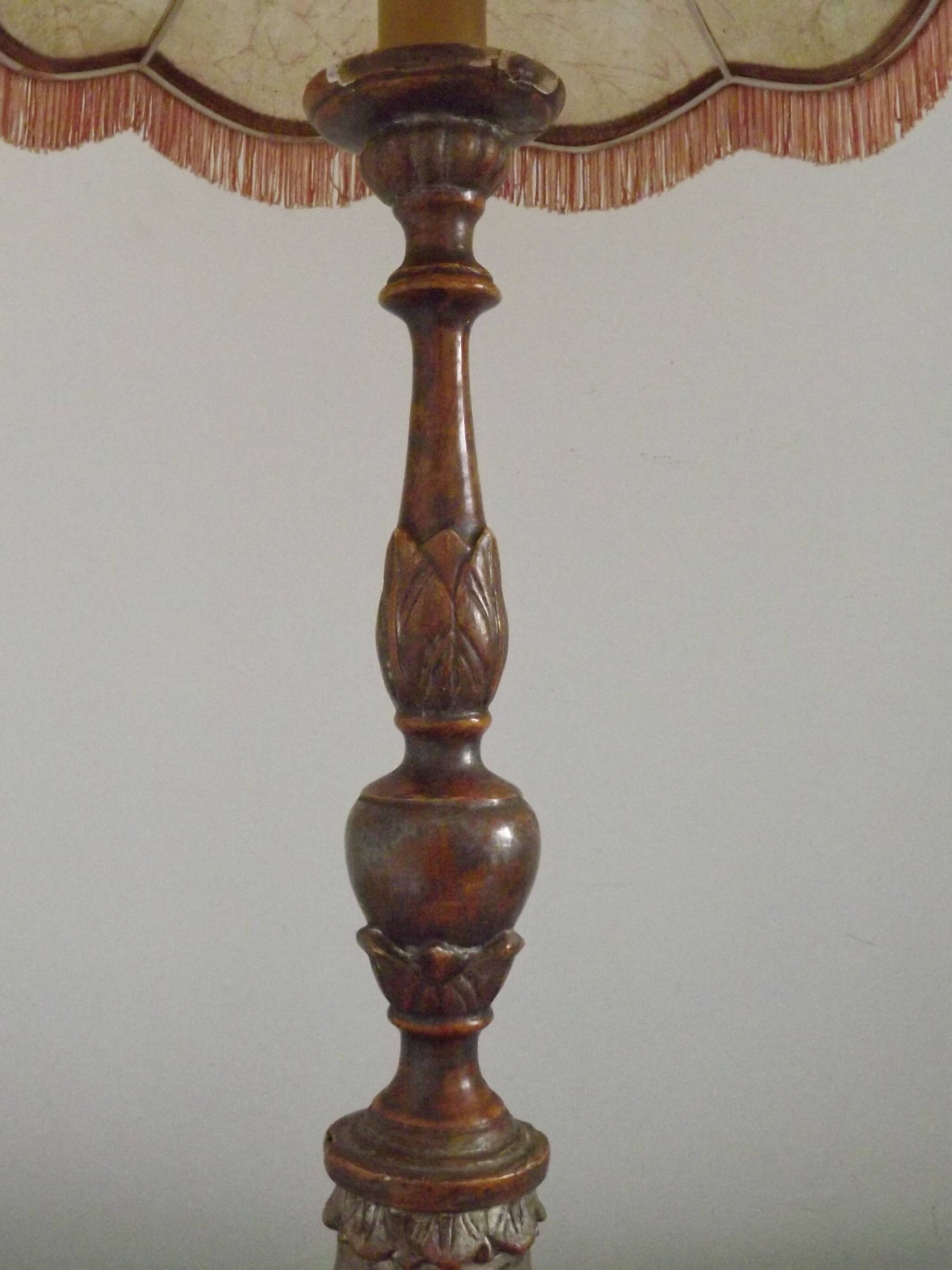 Antique 18th Century Church Altar Candlestick Converted to Table Lamp