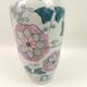 Ceramic vase white deco pink and green flowers 30cm