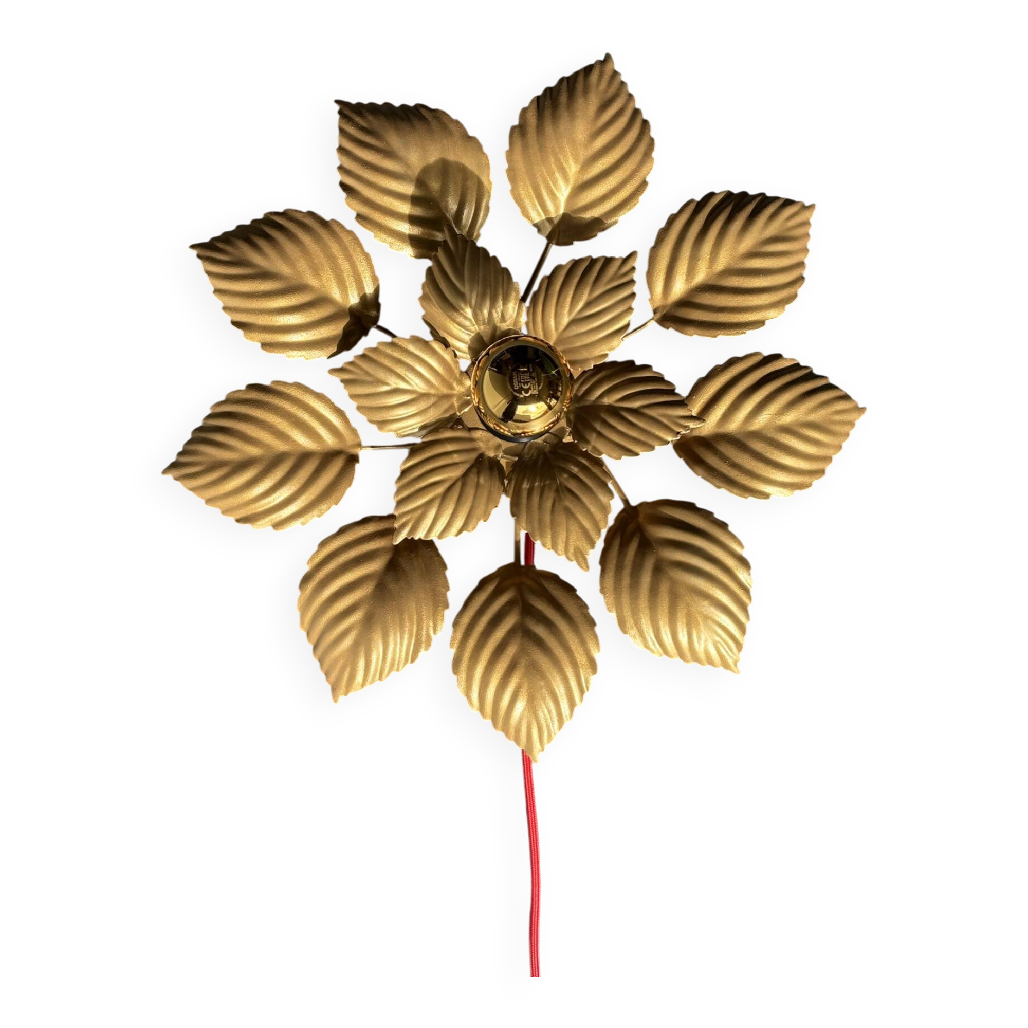 Applique baladeuse florale Masca dorée — Italie, années 70
