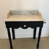 Black dressing table, white marble
