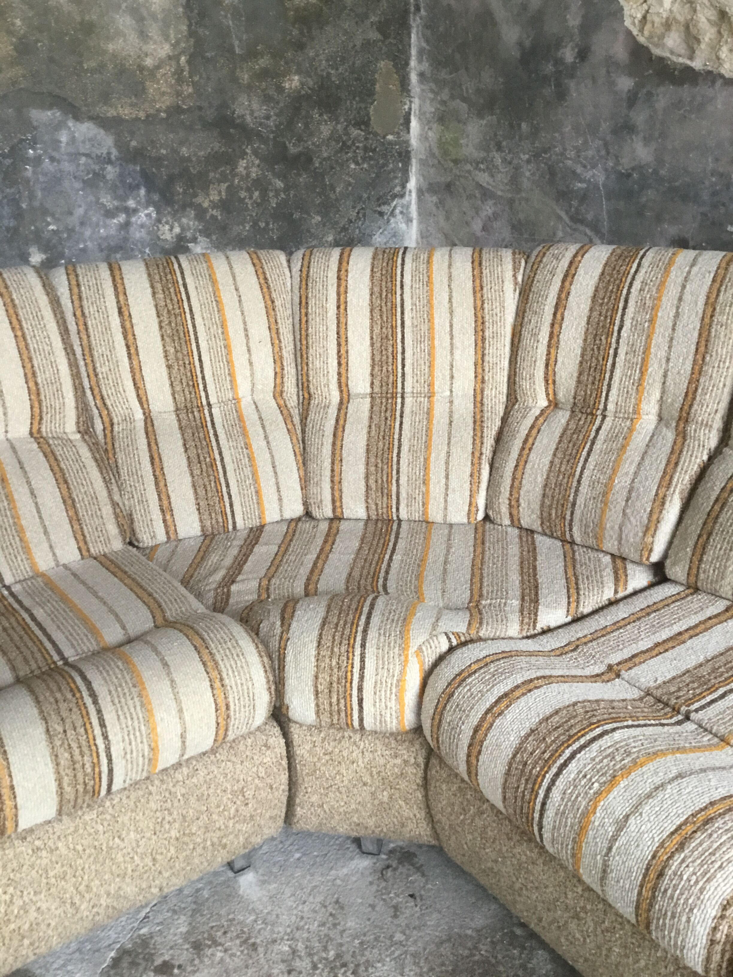 Corner sofa convertible in antique wool brand GMC seats - design 1970