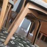 Lot de 4 chaises restaurées, années 50, assemblages monobloc