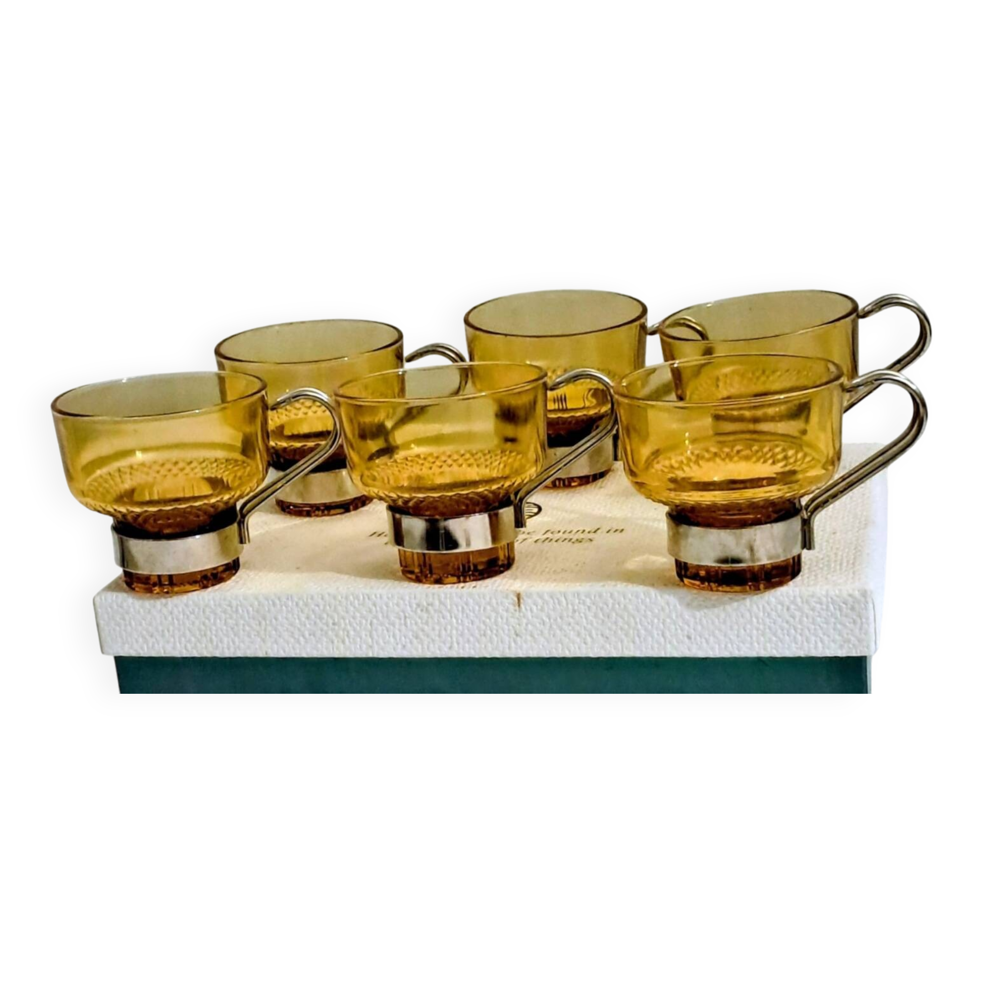 Amber glass espresso cups from the 1960s-70s. Italy