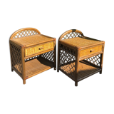 Pair of rattan bedsides