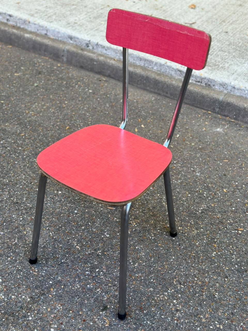 Vintage red Formica & chrome chair — 50s/60s Pop Chic style