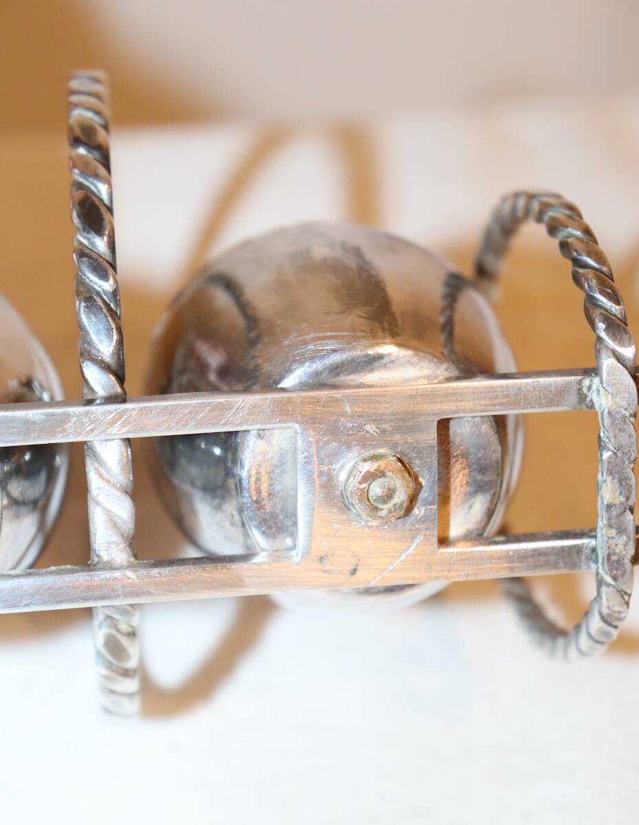 Silver-plated metal salt and pepper shakers