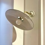 Swan neck wall light in brass and enamel