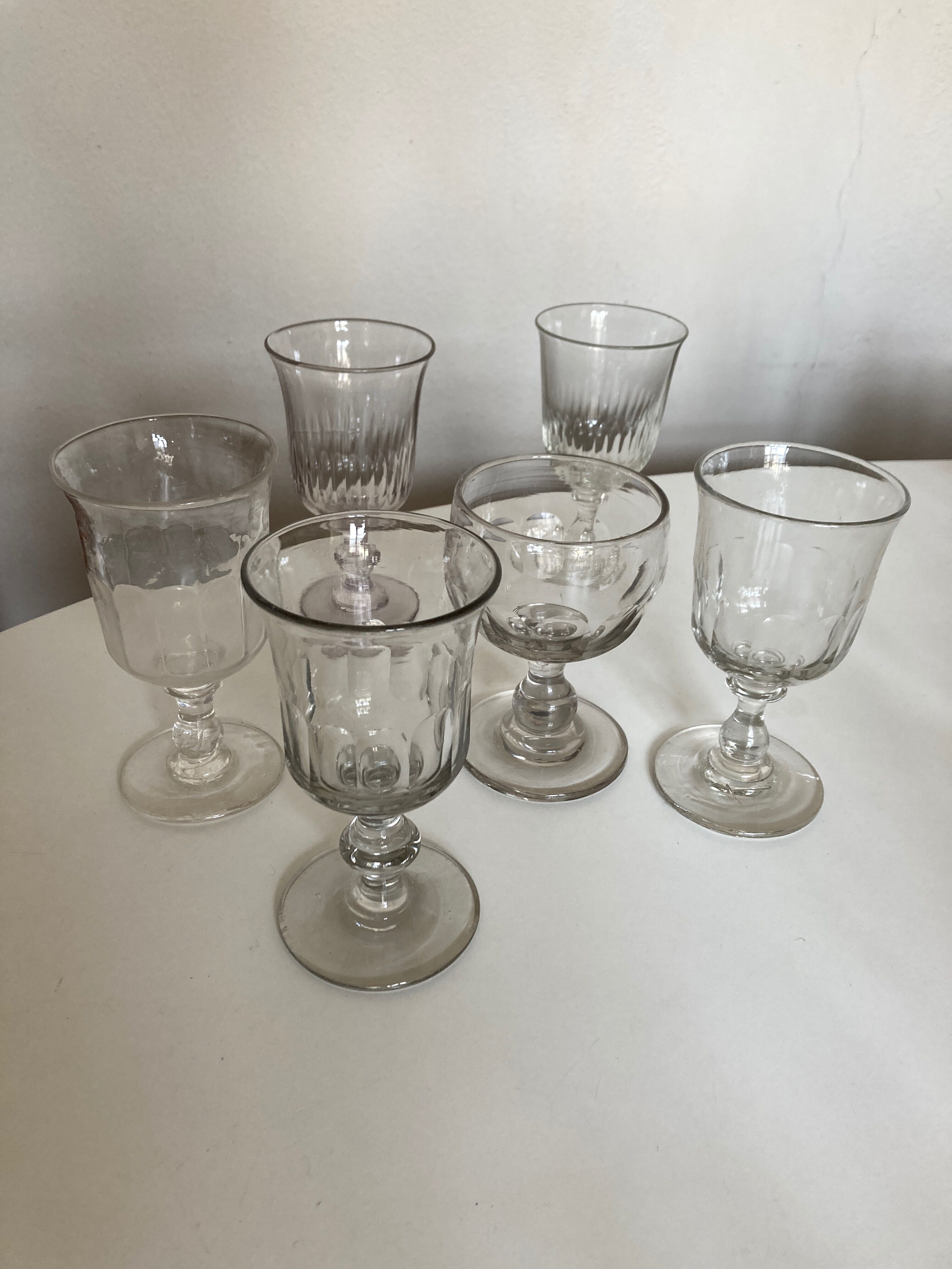Set of 6 Louis Philippe glasses with matching flat ribs