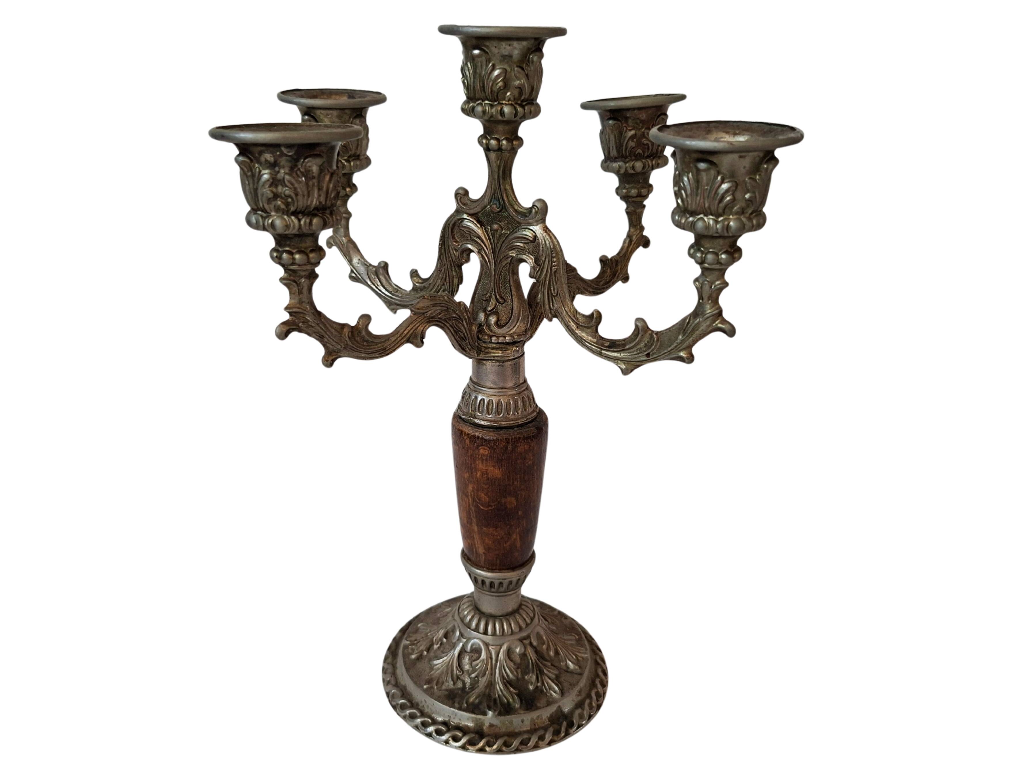Elegante Candelabro Vintage a 5 Fiamme – Firmato AGAD in Stile Barocco '70
