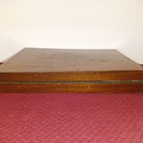 Old mahogany game box with bone tokens, XIXth century