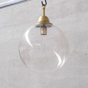 Clear italian mid-century glass and brass pendant light