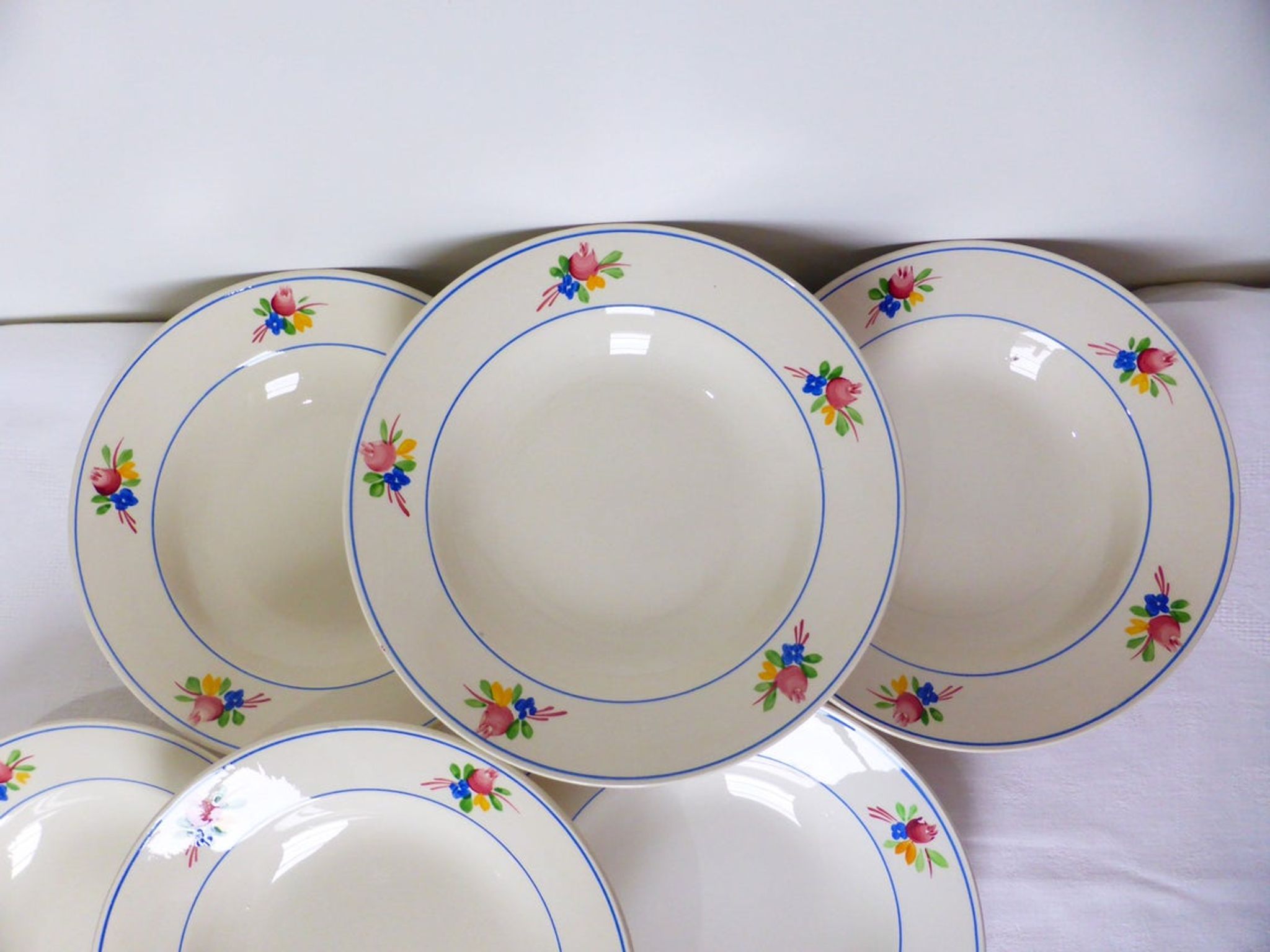 Set of 6 vintage soup plates from the Gien factory, Nice model