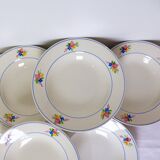 Set of 6 vintage soup plates from the Gien factory, Nice model