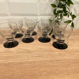 Set of 8 retro wine glasses in engraved glass