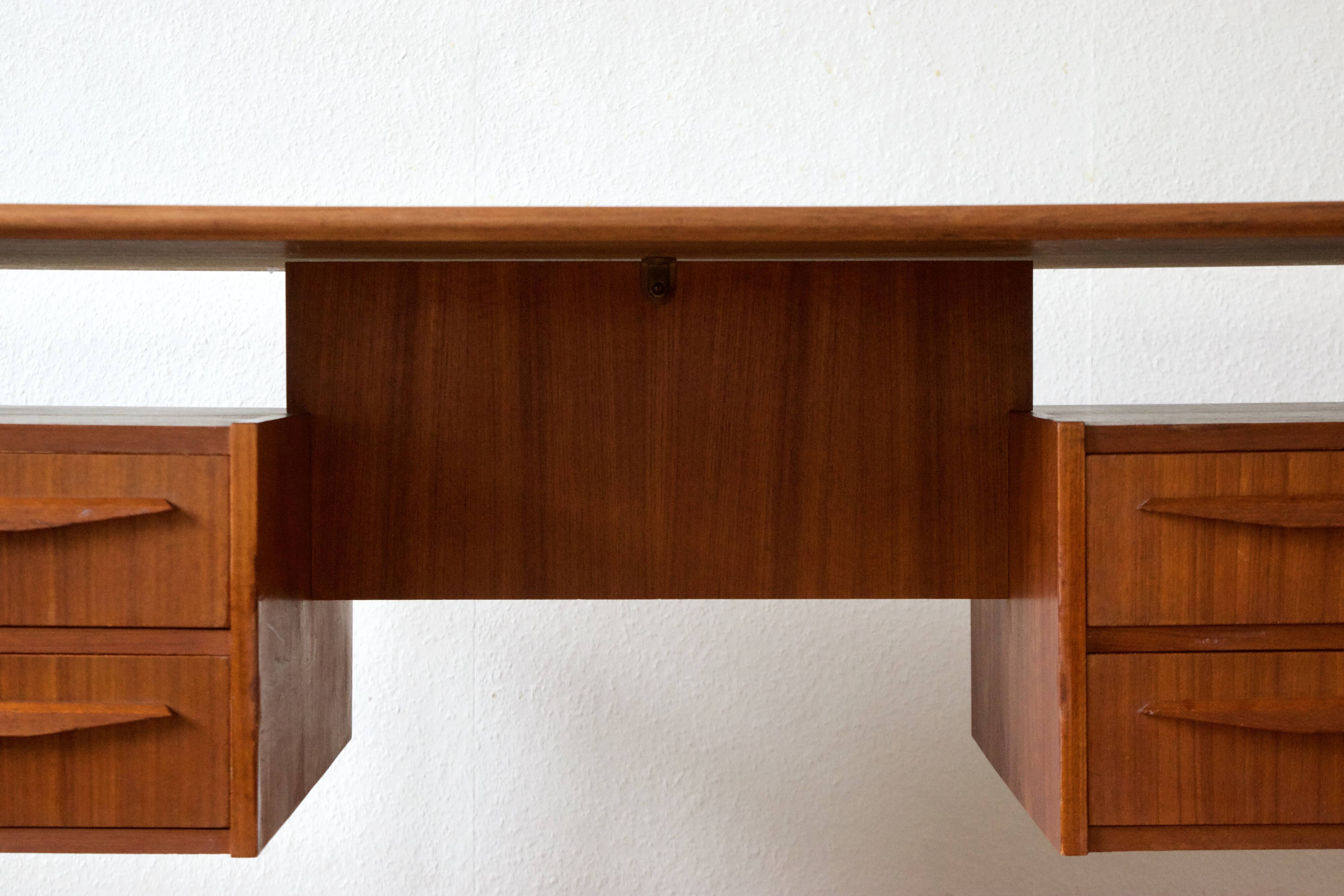 Danish teak desk by Gunnar Nielsen for Tibergaard, 1960s