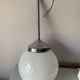 Vintage white chrome and opaline pendant lamp