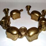Set of 6 Art-Deco Brass Elephant Candle Holders / Candle Stands