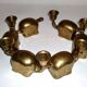 Set of 6 Art-Deco Brass Elephant Candle Holders / Candle Stands