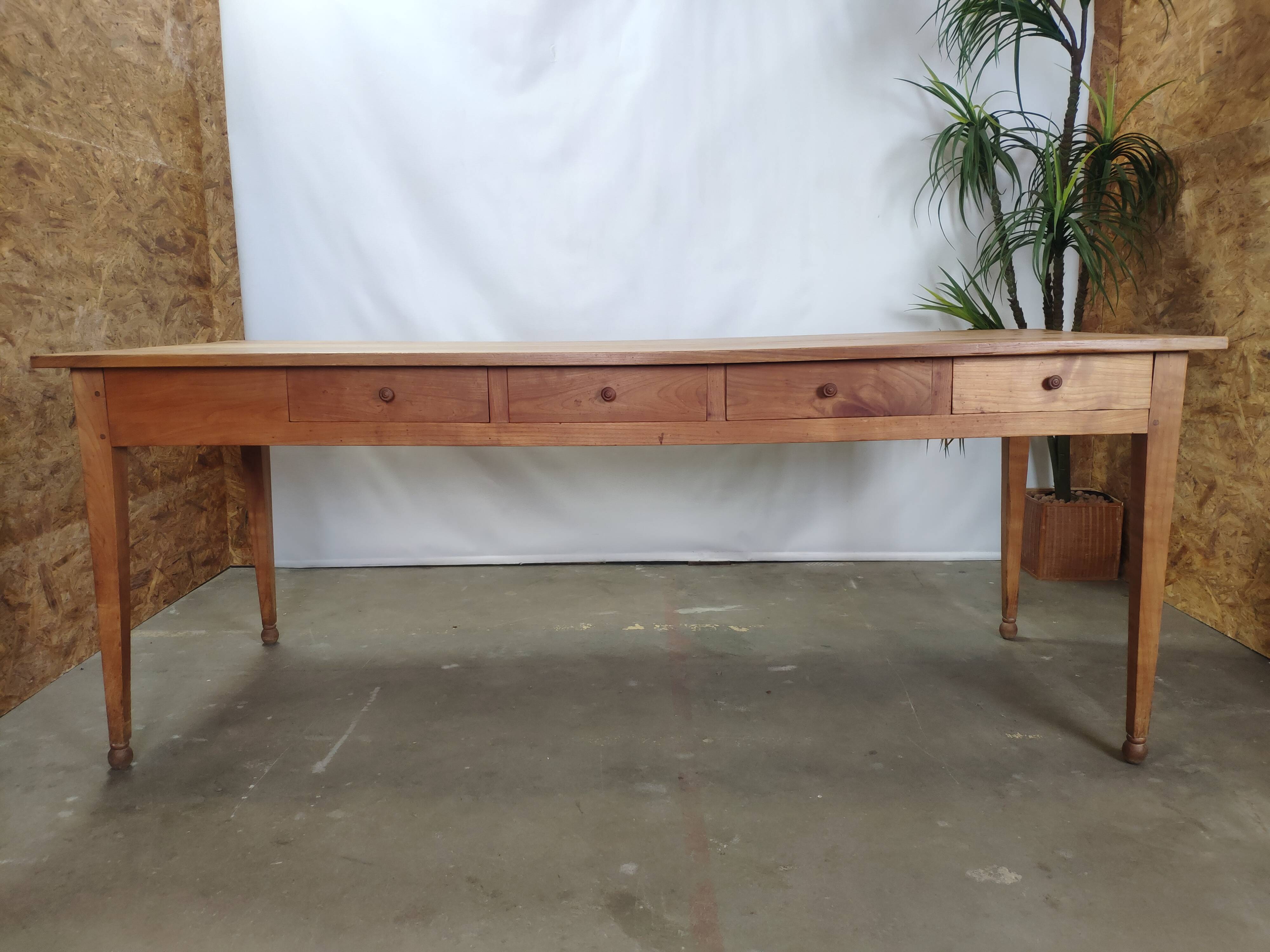 Table de ferme ancienne 9 tiroirs 2m