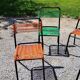 Set of 4 chairs scoubidou green and orange tubes metal black from the 60s