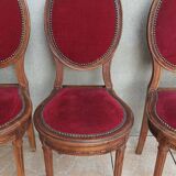 Set of 4 Louis XVI medallion chairs in walnut