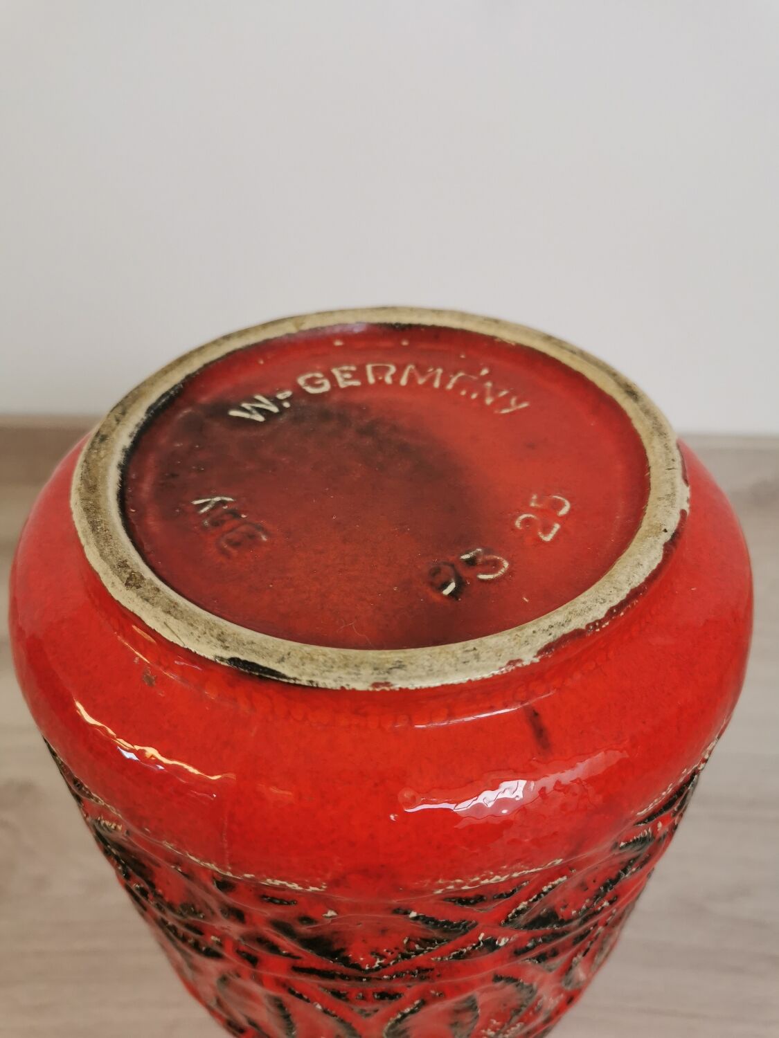 Red Vase Scheurich Vintage