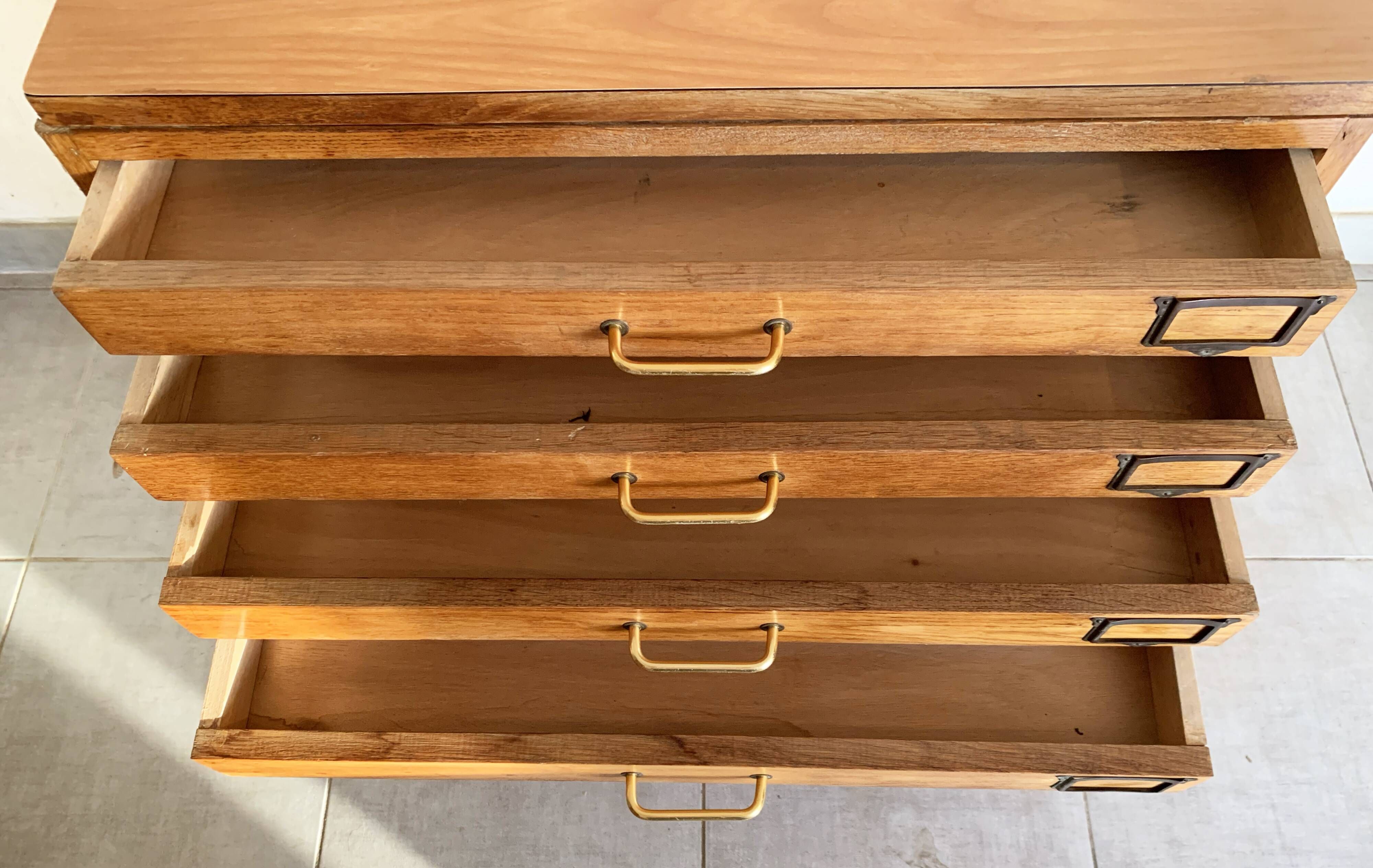 Vintage printer or schoolmaster workshop furniture from the 50s