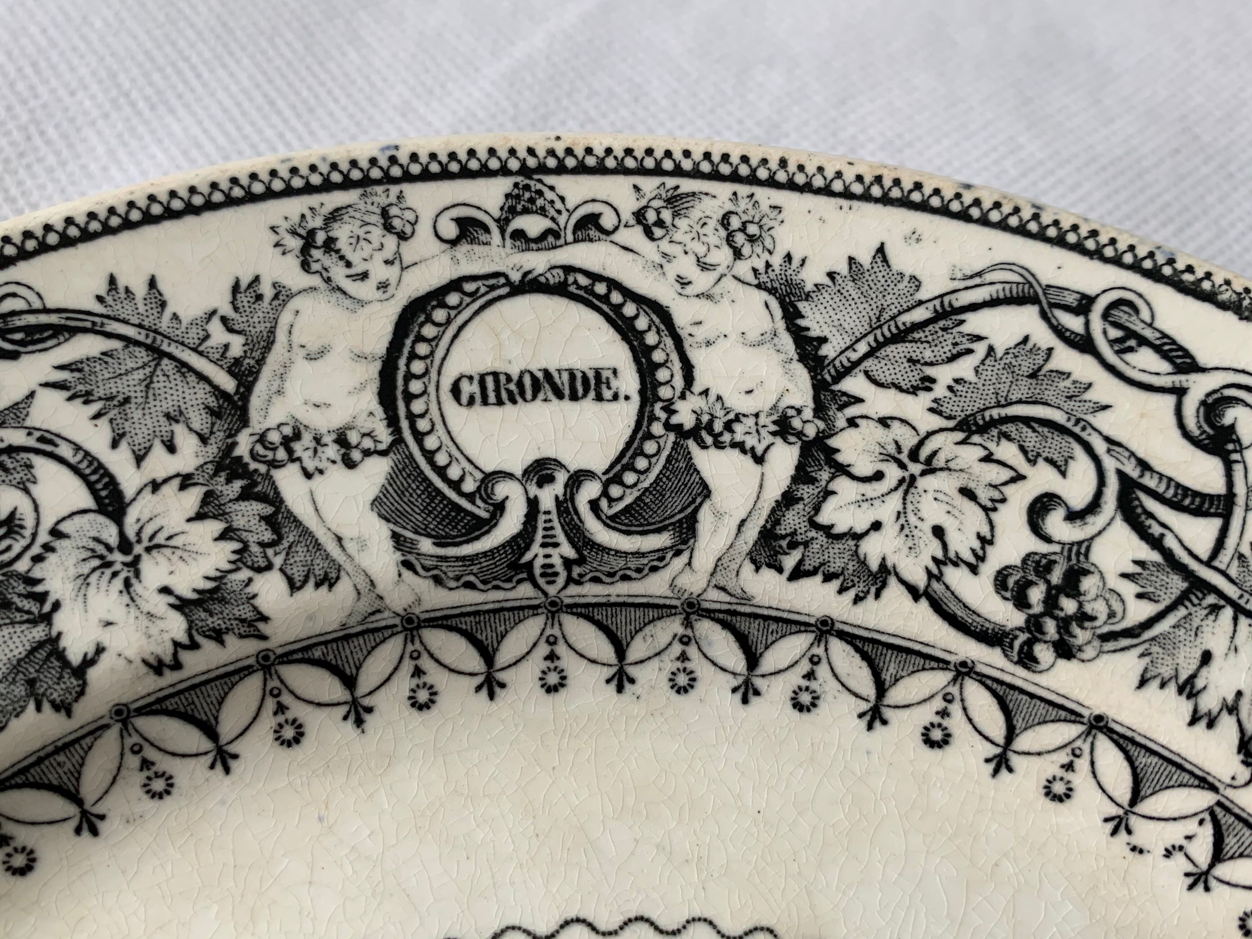 6 old dessert plates Old and Johnston Bordeaux 19th century Médoc and its castles