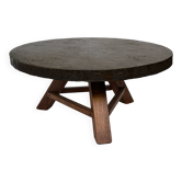 Table basse ronde brutaliste, années 60