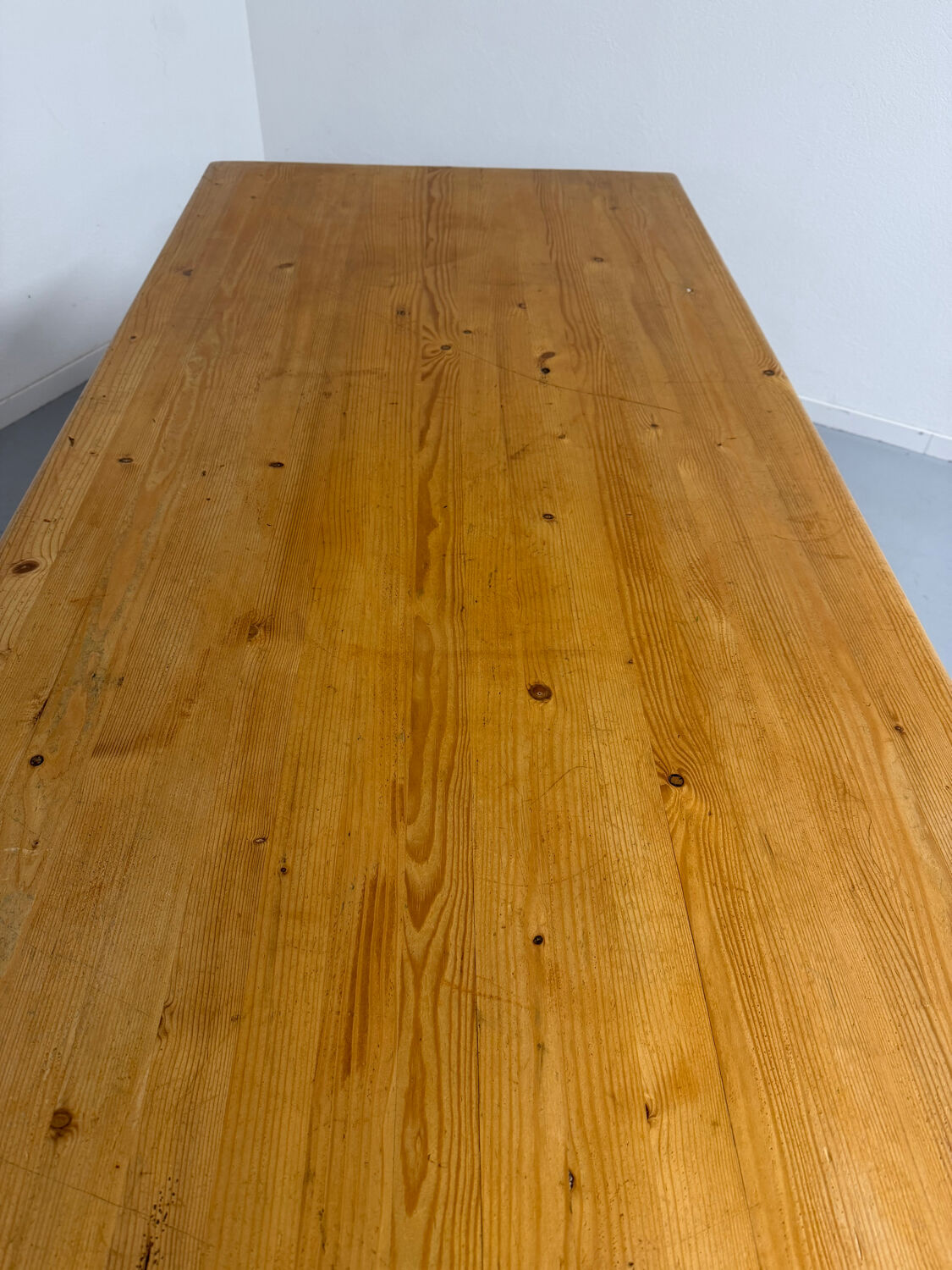 Vintage XXL farmhouse monastery pine table from the 1960s.