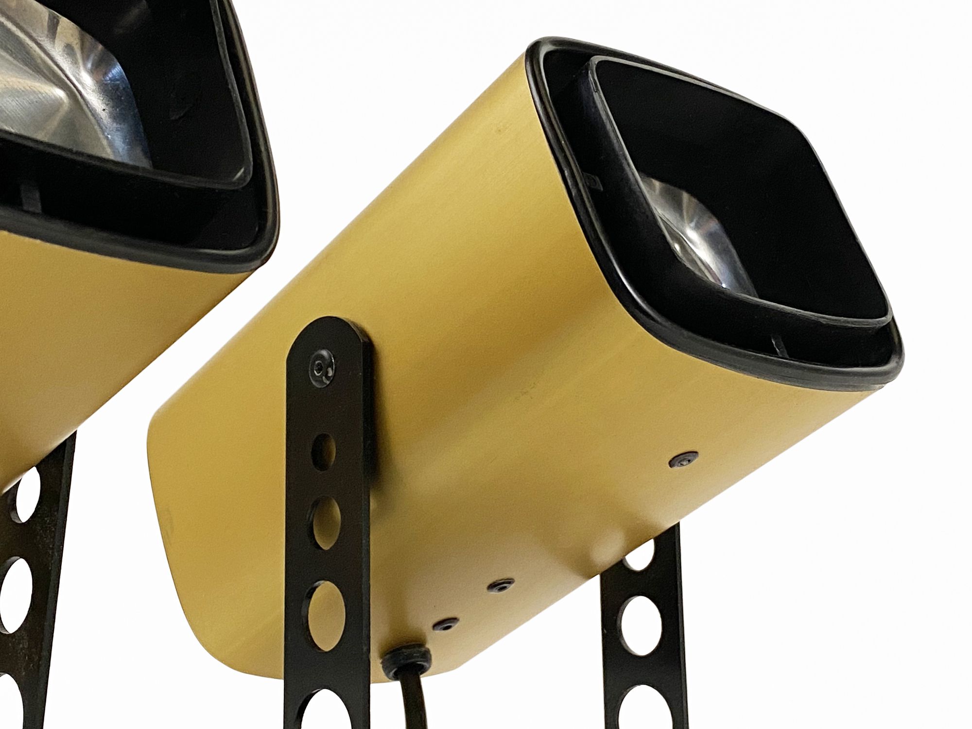 Pair of matte gold bedside wall lamps by Öia. Sweden 1970s