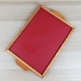 Plateau rouge - verre et bois