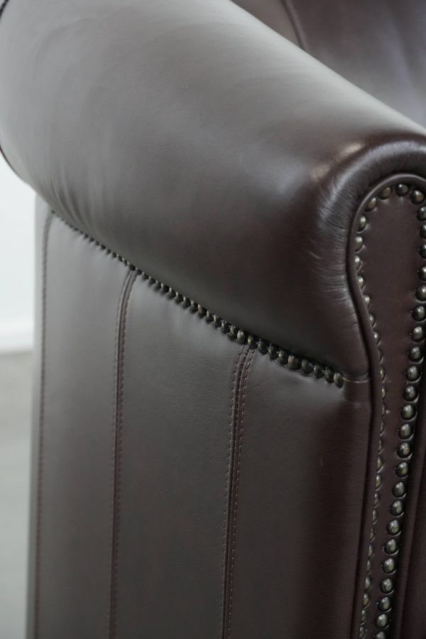 Set of two round cowhide  leather club armchairs in English style