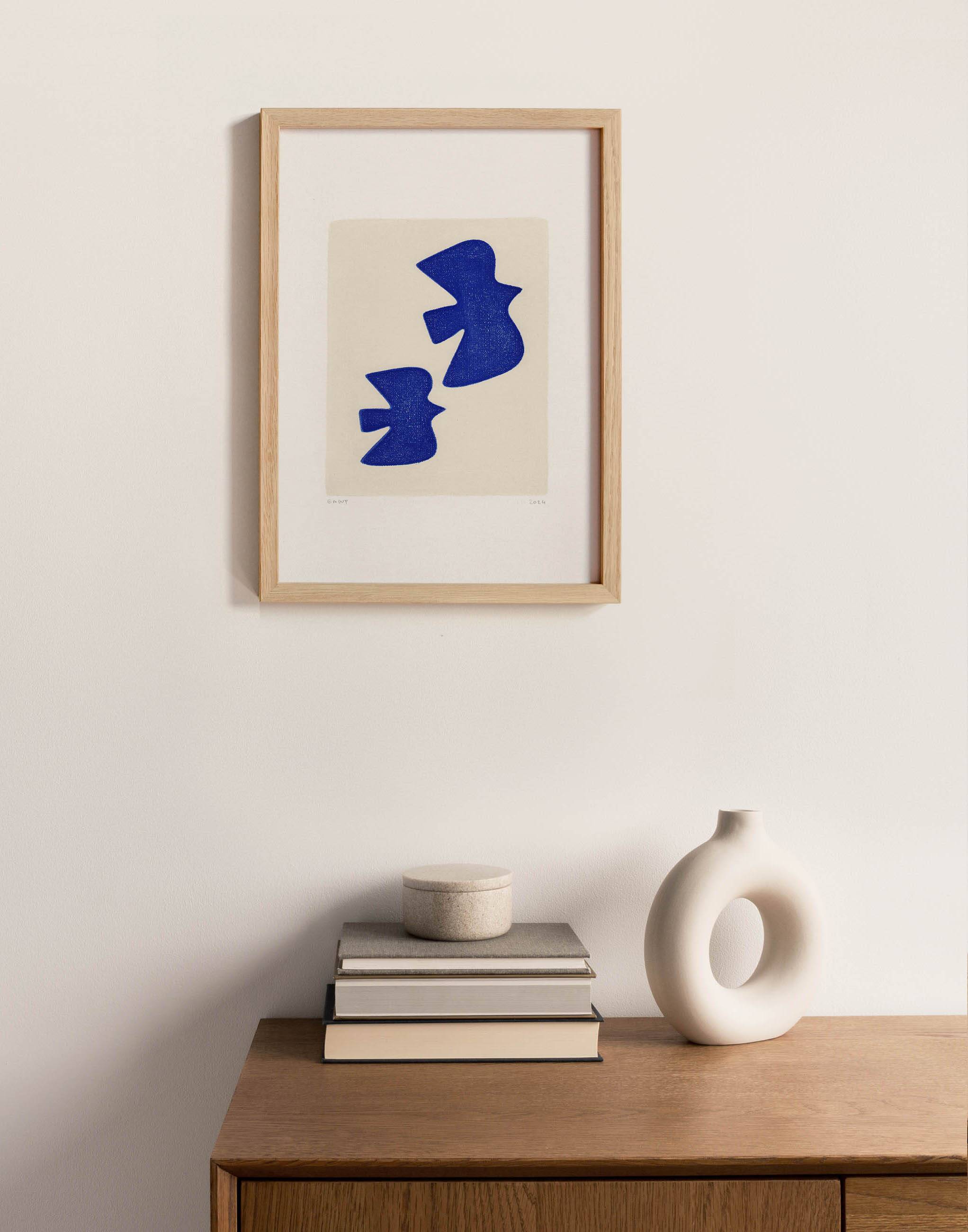 Painting "birds" after Matisse in majorelle blue.