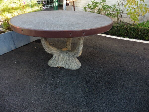 Table en béton faux bois 1900 style rocaille