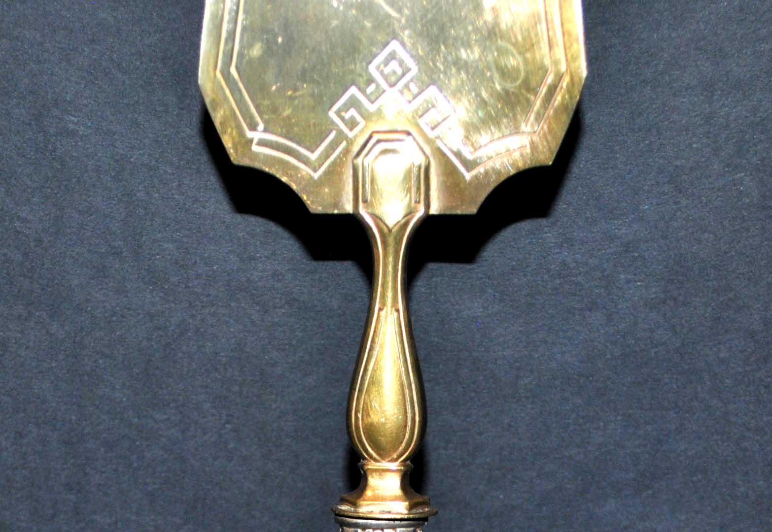 ART DECO pie shovel in silver and gold metal - Cake cover 1930