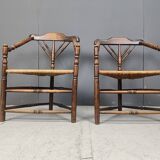 Paire de chaises d'angle hollandaises anciennes, années 1920