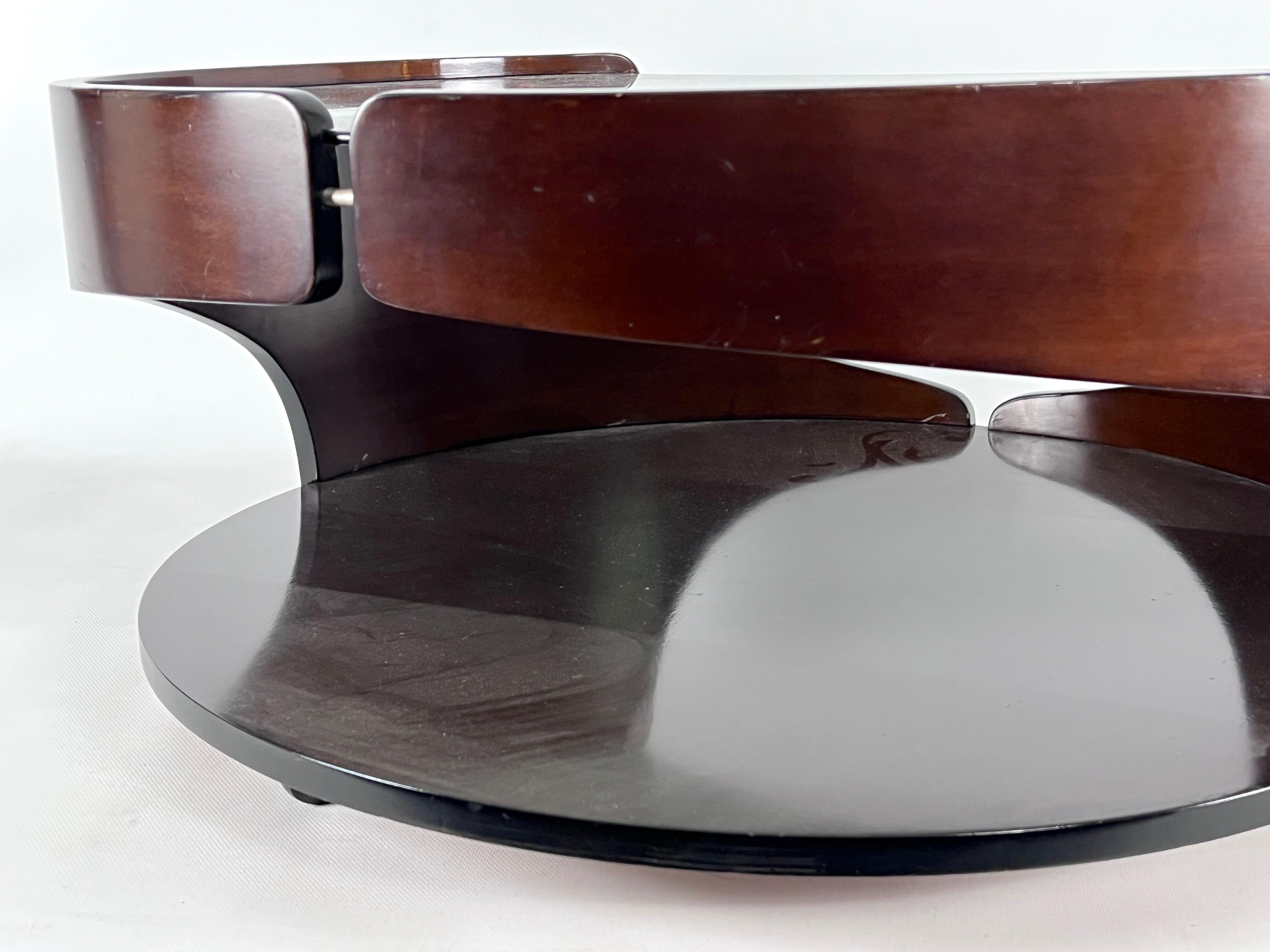 Mid-century modern wood round coffee table, italy 70s