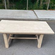 Extendable farmhouse table with renovated solid wood flaps 140-200cm