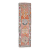 3x11 Terracotta Vintage Runner Rug For Kitchen, 88x344 Cm