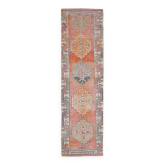 3x11 Terracotta Vintage Runner Rug For Kitchen, 88x344 Cm
