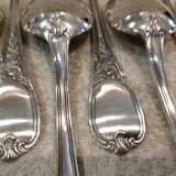 12 silver-plated metal soup spoons, Ercuis Dubarry model.